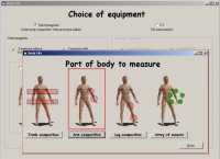 schermata software per la selezione della regione del corpo in esame